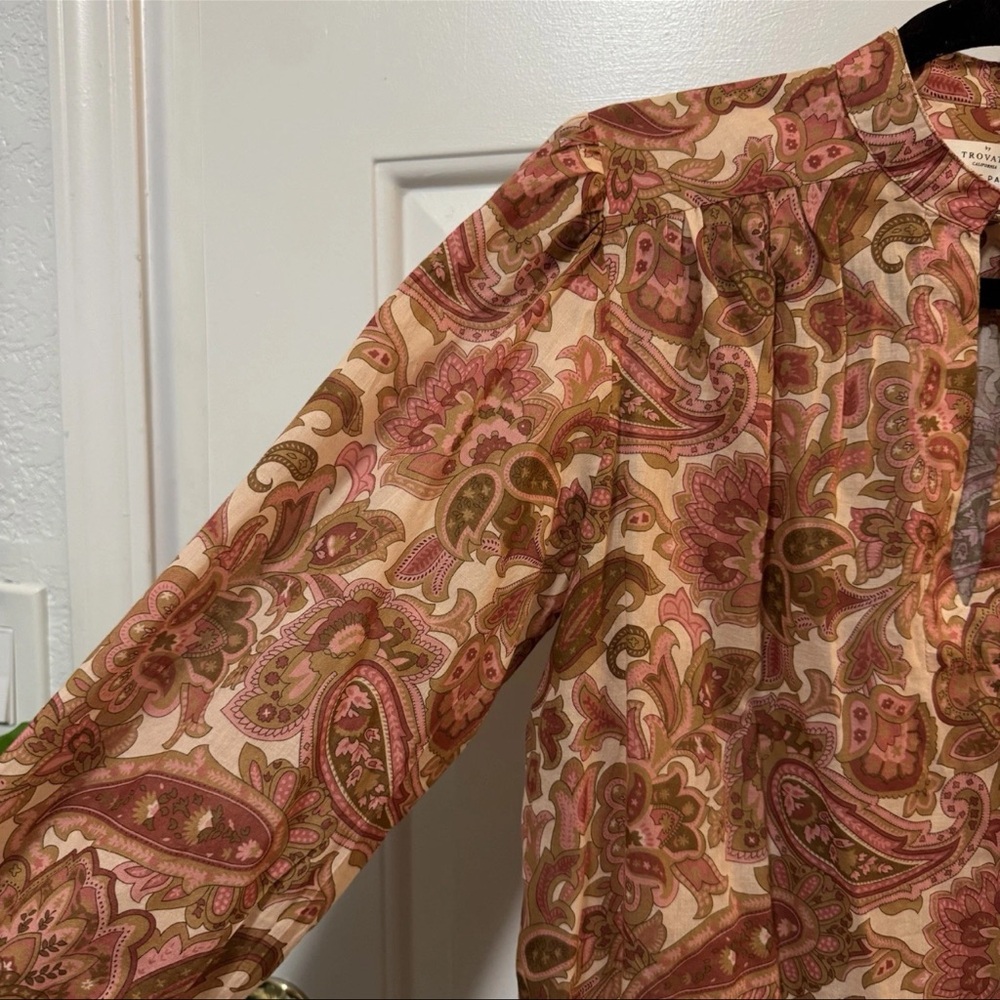 Trovata Bird Of Paradis BAILEY BLOUSE - AUTUMN PAISLEY Size XS NWOT $278 - Picture 3 of 12